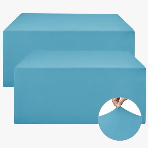 Image of Rectangle Spandex Fitted Tablecloths For Vendor 2 Pcs 96X30 Inch Turquoise
