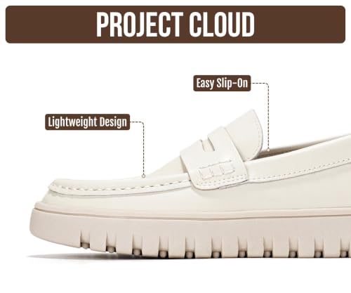 Image of Project Cloud 100% Genuine Leather Loafers for Women - Memory Foam Insoles Slip On Shoes for Women - Lightweight Womens Shoes - Non Slip Womens Loafers (Filide1)