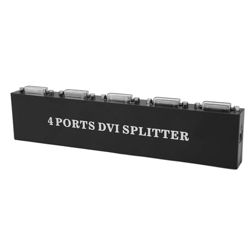 Plyisty 1 en 4 Out DVI Splitter Distribución de Video Duplicador para la Computadora Portátil de PC HDTV, Transmisión sin Pérdidas, Ideal para Salas de Conferencias/escuelas, Aleación de Aluminio