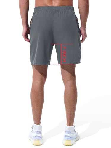 UIQUR Mens Athletic Shorts Running Shorts Quick Dry Workout Shorts 7"/ 9" Lightweight Gym Basketball Shorts Zipper Pockets