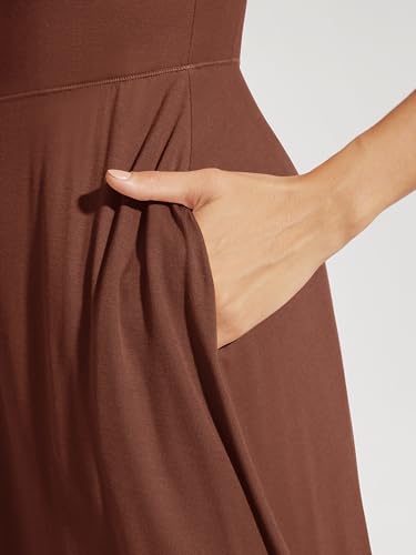 Image of ODODOS Square Neck Midi Dress with Pockets for Women Summer Casual Sleeveless Sundress Flare Tank Dress