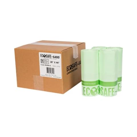 EcoSafe-6400 HB2844-8 Certified Compostable Bag - 28x44" Green Bags for 35 Gallon Bin - Extra Strong Leak, Puncture and Tear Resistant Food Scraps Bin Liners, Pack of 135 Cover