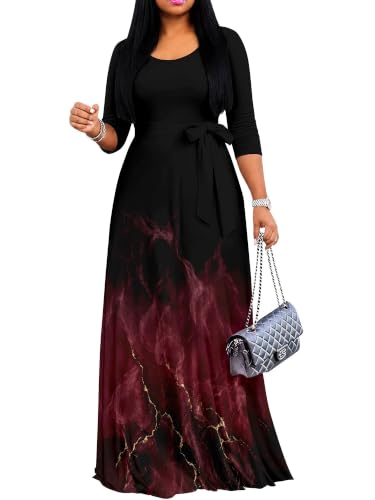 Image of Women's 3 /4 Sleeve Maxi Dress with Pockets