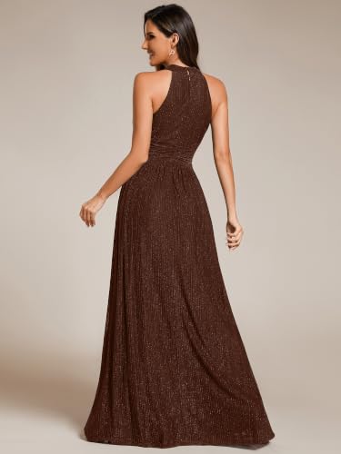 Image of Ever-Pretty Women's Maxi Halter Formal Dress Stretchy Glitter Evening Gowns