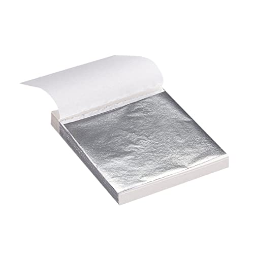 Gogogmee Nail Foil Sheets 100 Sheets 9x9cm Silver Imitation Leaf for Gilding Craft