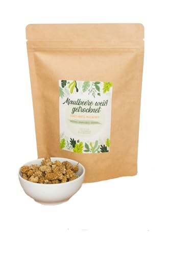 Moras blancas deshidratadas 500g | No sulfuradas | No azucaradas | Sin aditivos | Calidad 1A | Ideales como snack, en cereales o para repostería | Dulzura 100% natural