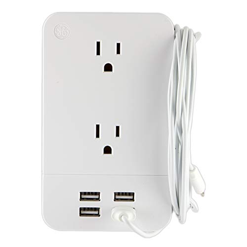 GE UltraPro 2-Outlet Extender Surge Protector with 4 USB Ports, Built-in Cable Management, Charging Station, 3-Prong, 560 Joules, 4.8 AMP/24 Watt Ultra-Charge, UL Listed, White, 31708