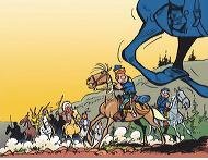 Poster La Débandade par Willy Lambil idéal pour décorer un bureau de BD