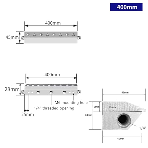 Przemysłowa dmuchawa nożowa, ostrze ze stopu aluminium, długość 150-600 mm, gwint wewnętrzny 1/4, szczelina wylotowa 0,05 mm, idealna do użytku na linii produkcyjnej ze sprężarką powietrza