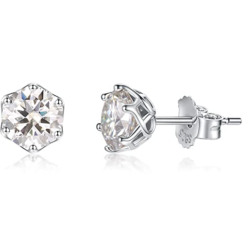 Boucles d'oreilles Moissanite argent 925 diamant passé brillant rond
