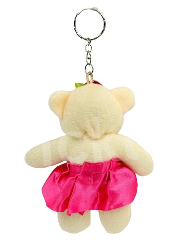 Image of Tickles Cute Teddy Bear with Flower Crown & Heart inchI Love You inch Soft Plush Charm Bag Keychain