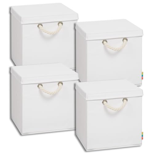 Storanda | 4er Set Aufbewahrungsbox mit Deckel | Kordel Griffband | Stabile...