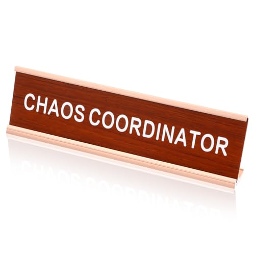 Funny Desk Signs Chaos Coordinator Gifts Novelty Desk Plaque Chaos Coordinator Desks Sign For Office Novelty Nameplate Decor for Coworker Office Home Gift Supply Women Men 7.87x2.24in Gold
