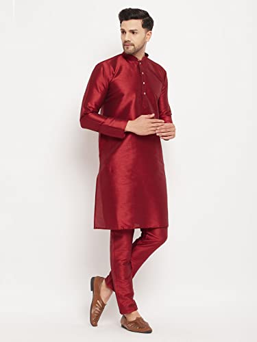 Image of VASTRAMAY Men Banarasi Silk Solid Kurta | Soft Cotton Blend Ethnic Kurta | Comfortable for Festive & Wedding Occasions