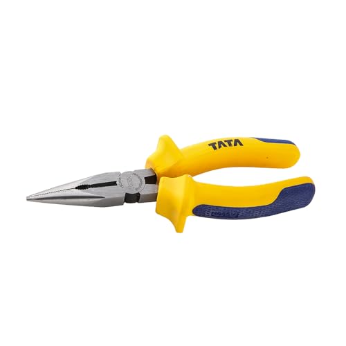 Image of Tata Agrico 6 Inch Long Nose Plier | Chrome Vanadium Steel | Induction Hardened Cutting Edges | Forged C50 Steel | Polished Head | Comfort Grip Handle | Durable Hand Tool | (Pack of 1, PLN001)