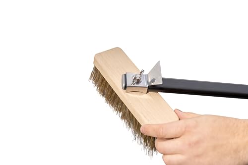 Image of Browne Foodservice Rotating Brush With Brass Bristles on Wooden Head, 35 Inch Handle
