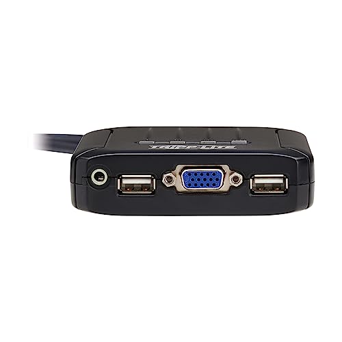 Image of Tripp Lite 4-Port KVM Switch with Built-in VGA Cables Audio & USB for Keyboard Mouse, Desktop PC, 4 Computers 1 Monitor, Plug and Play - Windows, macOS, Linux Compatible - 3-Year Warranty (B032-VUA4)
