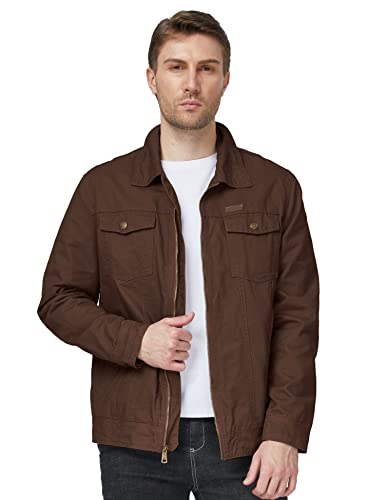 WenVen Men's Casual Canvas Cotton Jacket Lightweight Military Utility Jacket4