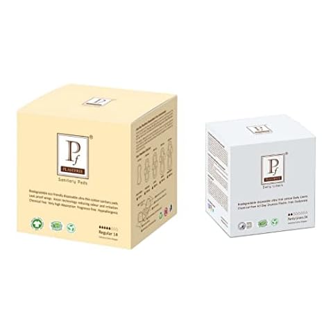 PLASTFREE 100% Organic Cotton Sanitary pad- Regular + Liner (Pack of 2 - 38 Pads & Liners)- £5 Offer Premium Daily Liners and Pads Cover