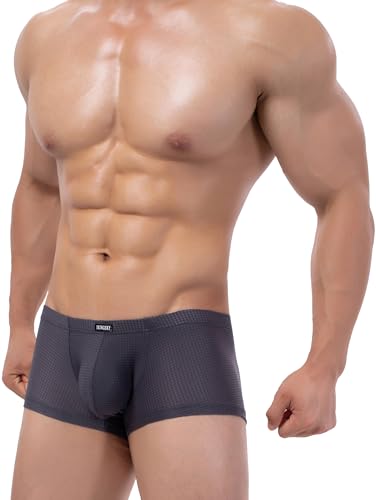 IKINGSKY Men's Bright Color Boxer Briefs Breathable Bulge Shorts Underwear Sexy Low Rise Trunk Under Panties for Men2