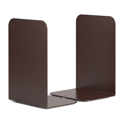 Image of oddpod Classic Metal Bookends for Office Decor /Book Shelf /Living Room /Home Decor 3038 8 inch- Brown