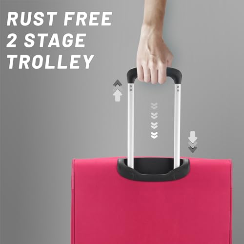 Image of Aristocrat Striker Set of 3 Cabin, Medium & Large Size Soft Luggage (59 cm, 69 cm & 79 cm) | Spacious Polyester Trolley with 4 Wheels and Combination Lock | Dazzling Maroon | Unisex