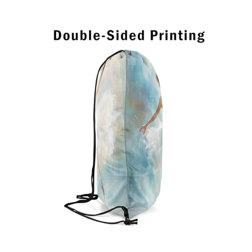Image of jejeloiu Vintage Ballet Drawstring Backpack 13x15.7inch Ballerina Waterproof Gym Drawstring Bags Blue Ballet Dancer Sports String Backpack Beach Swim Travel Bag Sackpack