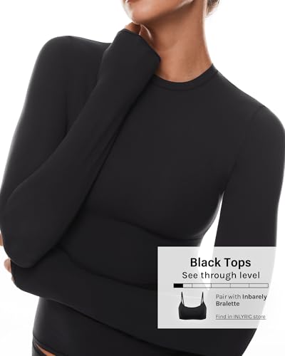 INLYRIC Women's Inbarely Soft Long Sleeve T-Shirts Crew Neck Basic Tees Slim Fitted Going Out Tops Trendy Fall Outfits2