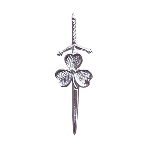 Chrome Plated Shamrock Irish Kilt Pin Highland Wear Scottish Kilt Accessory