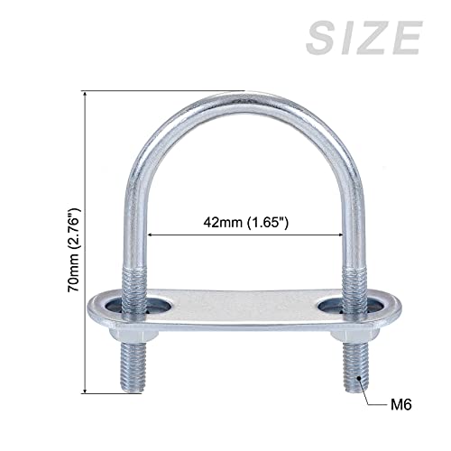 Image of METALLIXITY U Bolts 4 Sets (M6x42x70mm), Round U Bolt Steel with Accessories - for Construction, Pipe