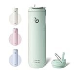 bottlebottle Stainless Steel Water Bottle with Straw and Lid, Sports Insulated Metal Water Bottle with Handle, Light Green, 700ml