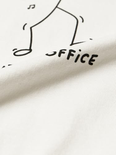 Image of The Souled Store Casual Classics: Out of Office Men and Boys Short Sleeve Round Neck White Graphic Printed Cotton Breathable Relaxed Fit Lightweight Casual T-Shirts