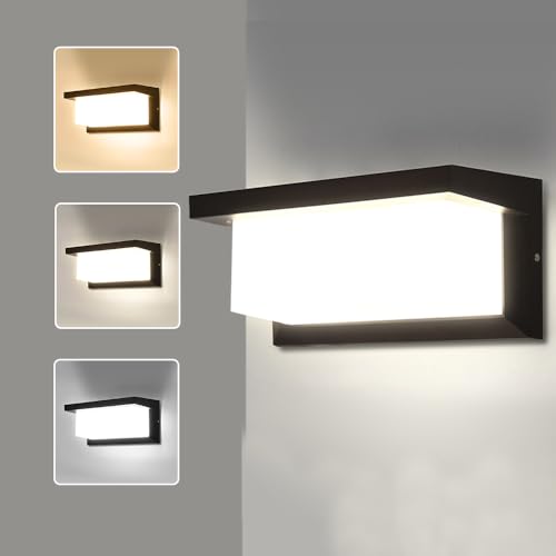 YICALE Aplique Pared Exterior,18W Aplique LED Exterior IP65 Impermeable,Moderna Luz de Aluminio 3000K 4000K 6500K Lampara Interior Pared para Terraza,Jardin,Pasillo,Garajes,Salón,Dormitorios,Pavimento