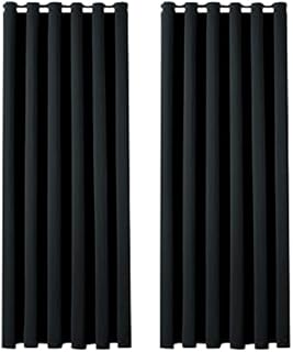 Aspire Homeware Blackout Curtains for Bedroom - Black Eyelet Living Room Curtains 66 x 54 inch Drop - Thermal Insulated Ring Top Window Treatments Black Out Kitchen Curtain + 2 Matching Tiebacks