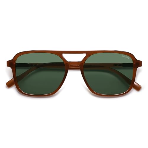 Image of SOJOS Retro Aviator Sunglasses for Women Men,Trendy Rectangle Womens Mens Shades Sun Glasses SJ2202