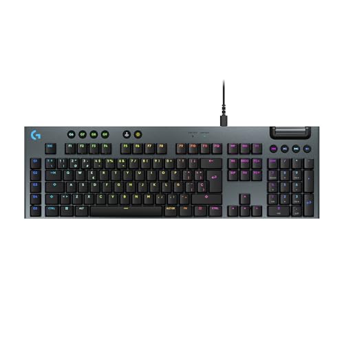 Logitech G G915 X Teclado mecánico para gaming con cable de perfil bajo, teclas de PBT de doble moldeado, teclas totalmente programables, interruptores táctiles marrones GL, PC/Mac, QWERTY ESP - Negro