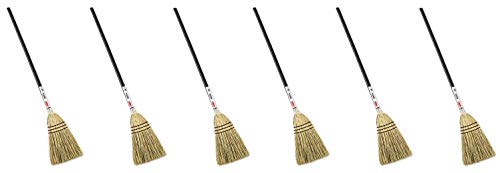(6 Pack Value Bundle) RCP6373BRO Lobby Corn-Fill Broom, 38-in Handle, Brown