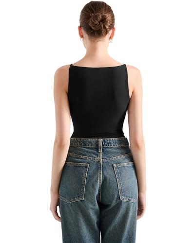 SUUKSESS Women Double Lined Boat Neck Tank Tops 2025 Y2K Going Out Basic Cami Shirts3