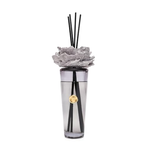 400 ml Siyah Konik Cam Şişe Seramik Taş Bambu Çubuklu Black Vanilya Oda Kokusu