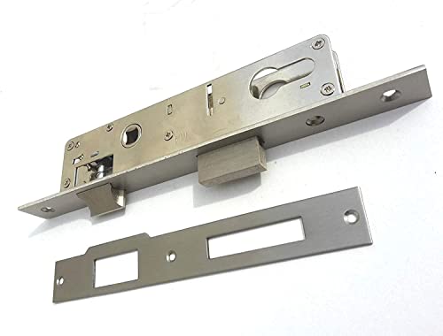 Serrure à mortaise en acier inoxydable - Serrure tubulaire étroite de 85 mm - Entraxe de 25 mm - Serrure de porte - Couleur : acier inoxydable - Taille : 40 mm Cover