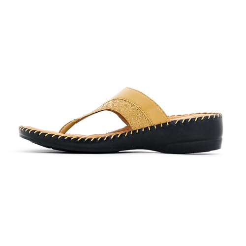 Image of Khadim's Softouch Leather Wedge Heel Slip On Sandal for Women