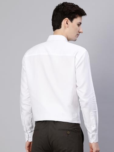Image of Majestic Man Men's Solid Cotton Blend Textured Wrinkle-Resistant Slim Fit Easy Iron Formal Shirt
