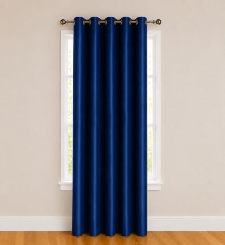 Image of Polyester Eyelet Door Curtain, Solid Plain Light Filtering Curtain for Bedroom, Living Room & Home Office, 7 Feet (84 x 48 Inch), Blue, Pack of 1