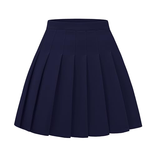 DRESS NICES Women Pleated Skirt A-Line Short Mini Basic Skirt School Uniform Cheerleader Skirts...