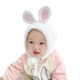 [SLINX] ベビー 新生児 帽子 ニット 動物 耳 うさぎ うさ耳 可愛い あったか 防寒 子供用 男の子 女の子 キッズ 赤ちゃん 春 秋 冬 0～2歳 フリーサイズ DM05 (ホワイト)