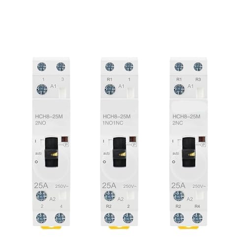 Contacteur modulaire AC 2P 25M 2NO 230V HCH8-25M avec interrupteur manuel pour Rail Din