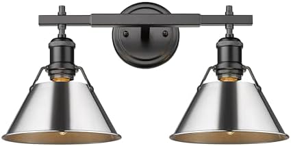 Golden Lighting 3306-BA2 BLK-CH Orwell Bath Vanity, Transitional, Matte Black with Chrome Shade