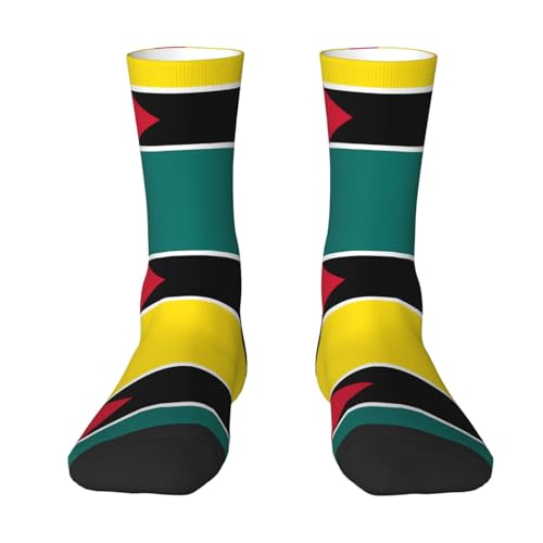 LPLSNWS Chaussettes mi-mollet décontractées unisexe - Drapeau du Mozambique imprimé blanc, indispensable pour le sport quotidien et le fitness, 2 Noir-2, Taille unique