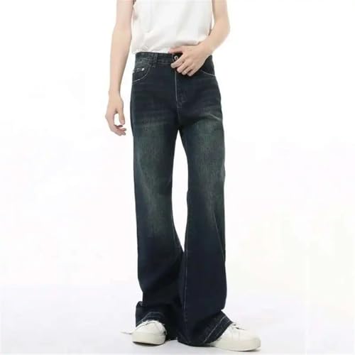 Men's Denim Pants Solid Color Slim Korean Flared Trousers Straight Leg Jeans3