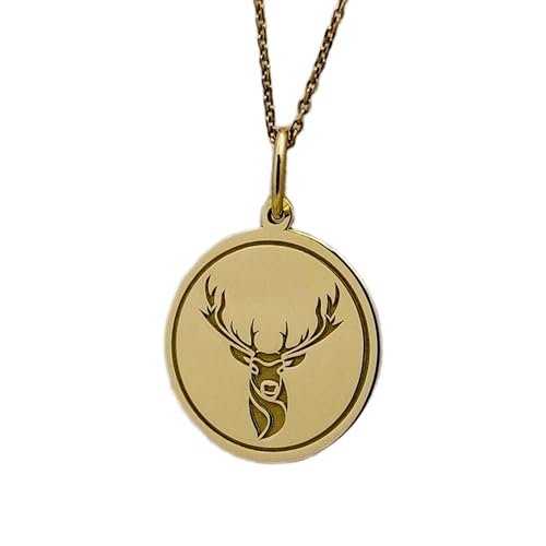 Collier cerf sauvage en argent plaqué or et sa chaîne de 45 cm